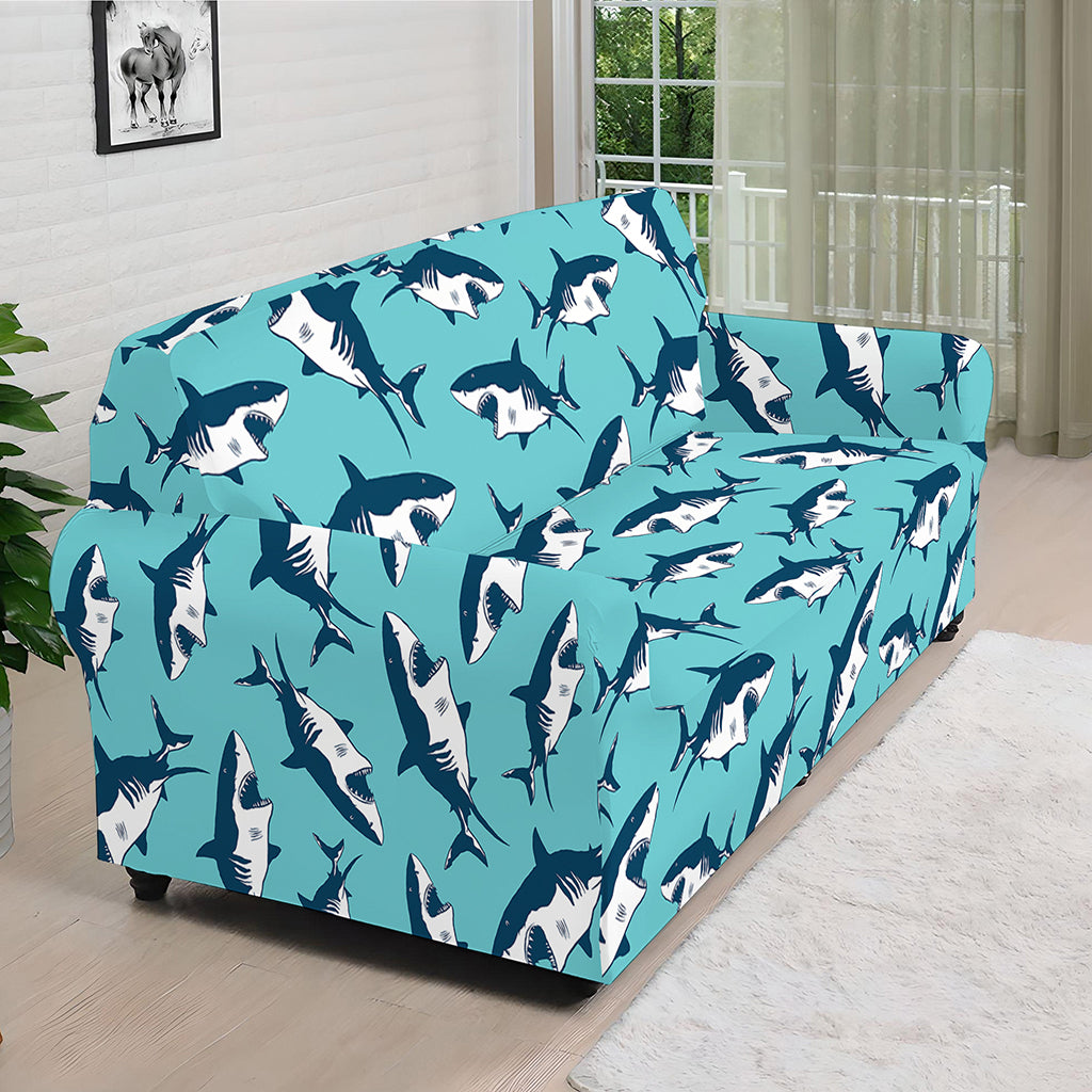Angry Shark Pattern Print Sofa Cover