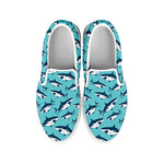 Angry Shark Pattern Print White Slip On Shoes