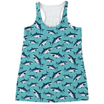 Angry Shark Pattern Print Women's Racerback Tank Top