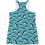 Angry Shark Pattern Print Women's Racerback Tank Top