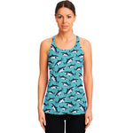 Angry Shark Pattern Print Women's Racerback Tank Top