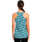 Angry Shark Pattern Print Women's Racerback Tank Top