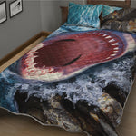 Angry Shark Print Quilt Bed Set