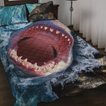Angry Shark Print Quilt Bed Set