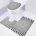 Angular Swirl Motion Illusion Print 3 Piece Bath Mat Set