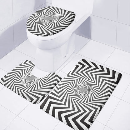 Angular Swirl Motion Illusion Print 3 Piece Bath Mat Set