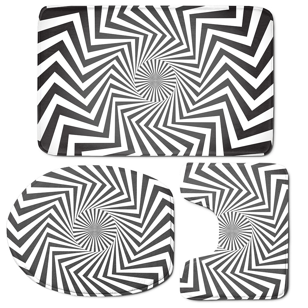Angular Swirl Motion Illusion Print 3 Piece Bath Mat Set