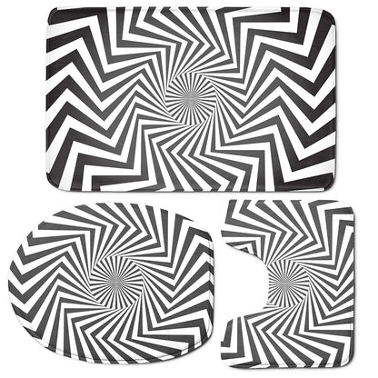 Angular Swirl Motion Illusion Print 3 Piece Bath Mat Set