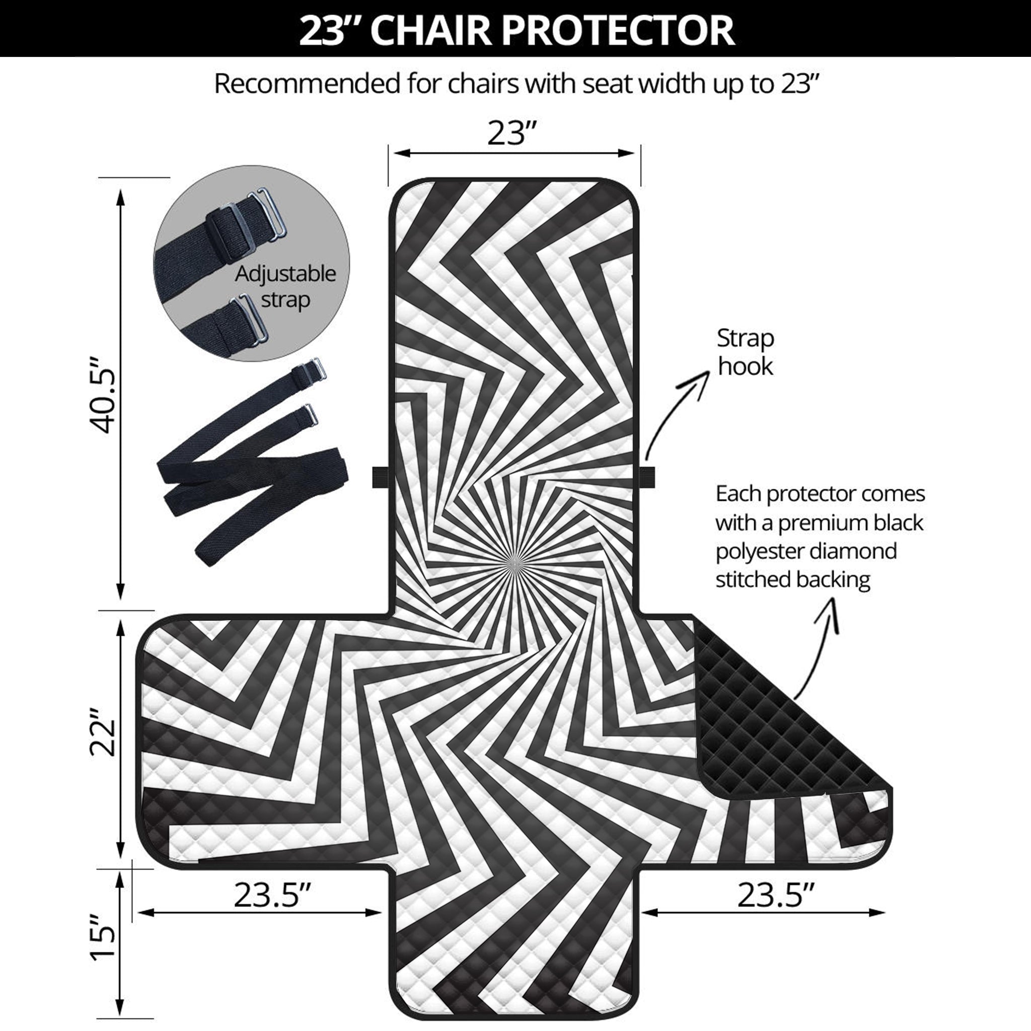 Angular Swirl Motion Illusion Print Armchair Protector