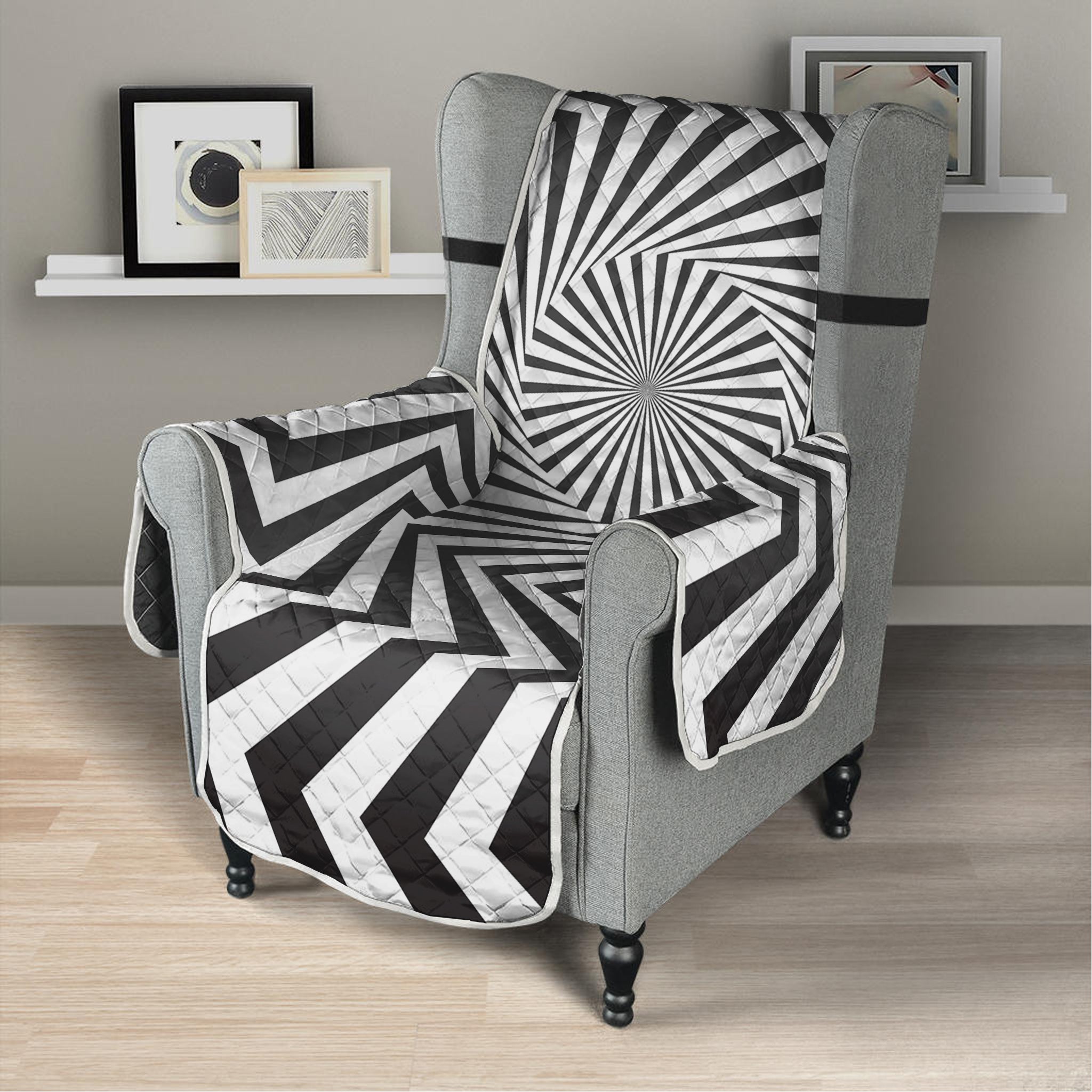 Angular Swirl Motion Illusion Print Armchair Protector