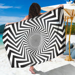 Angular Swirl Motion Illusion Print Beach Sarong Wrap