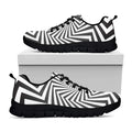 Angular Swirl Motion Illusion Print Black Running Shoes