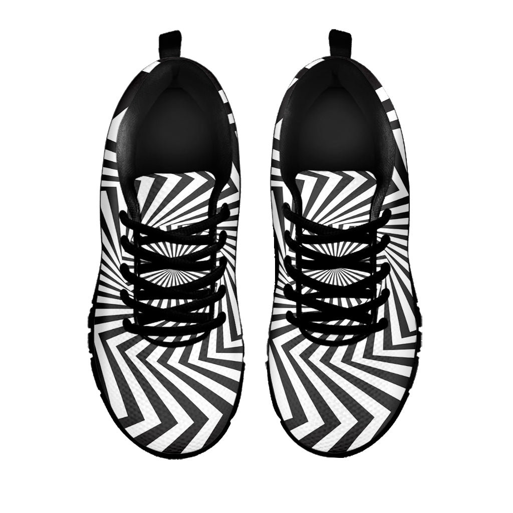 Angular Swirl Motion Illusion Print Black Sneakers