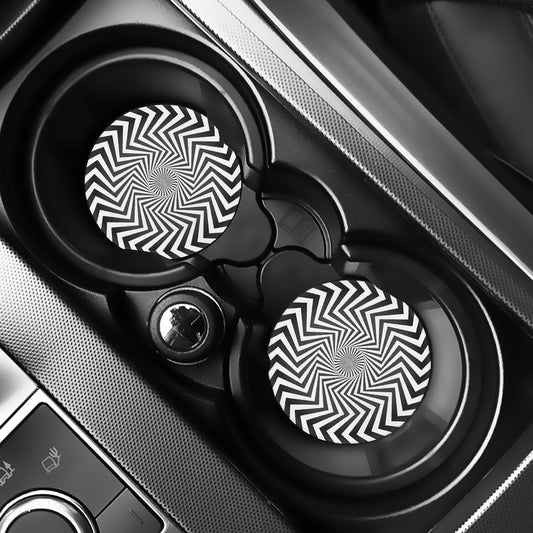 Angular Swirl Motion Illusion Print Car Coasters