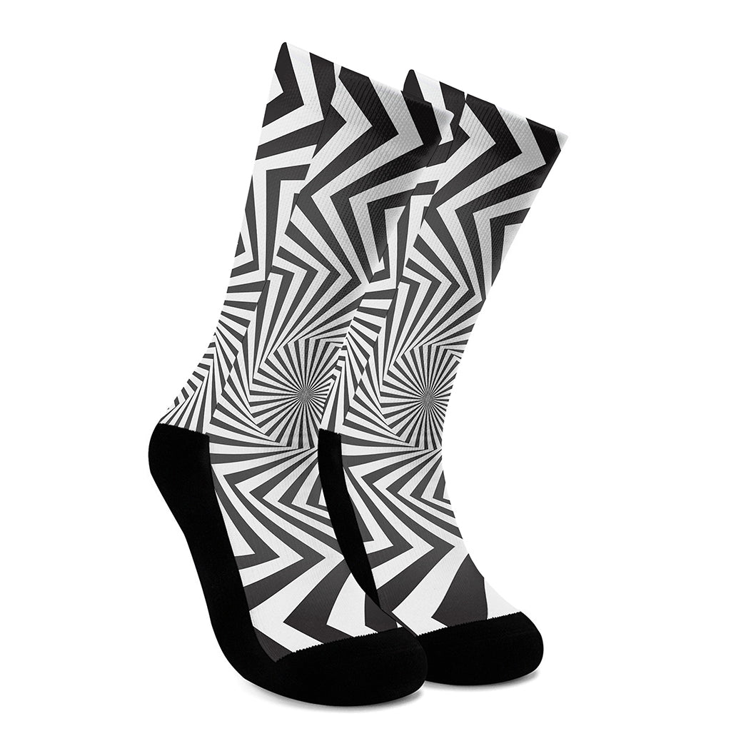 Angular Swirl Motion Illusion Print Crew Socks