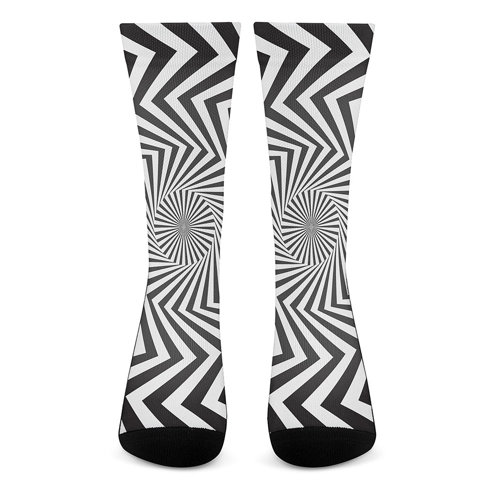 Angular Swirl Motion Illusion Print Crew Socks