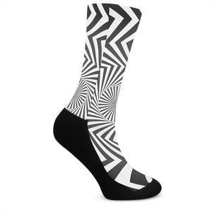 Angular Swirl Motion Illusion Print Crew Socks