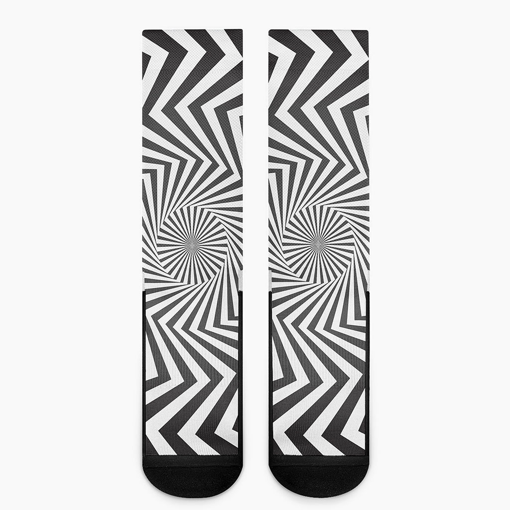 Angular Swirl Motion Illusion Print Crew Socks