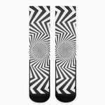 Angular Swirl Motion Illusion Print Crew Socks