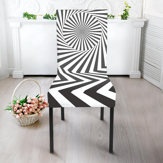 Angular Swirl Motion Illusion Print Dining Chair Slipcover