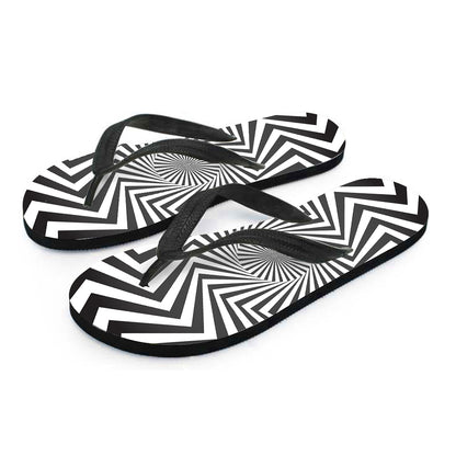 Angular Swirl Motion Illusion Print Flip Flops
