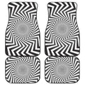 Angular Swirl Motion Illusion Print Front and Back Car Floor Mats