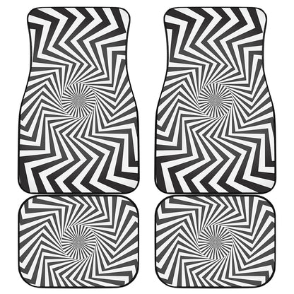 Angular Swirl Motion Illusion Print Front and Back Car Floor Mats