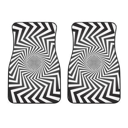 Angular Swirl Motion Illusion Print Front Car Floor Mats