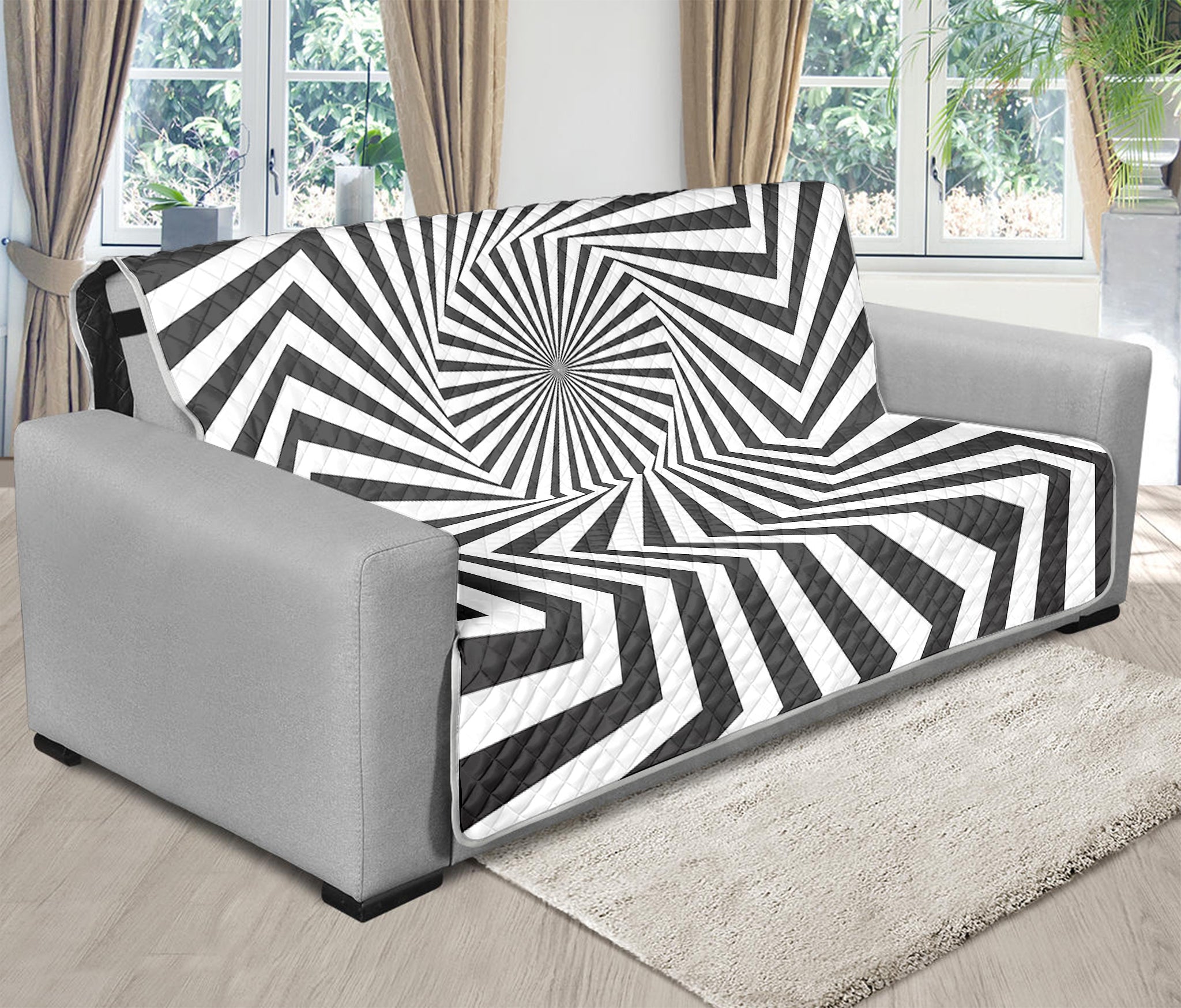 Angular Swirl Motion Illusion Print Futon Protector