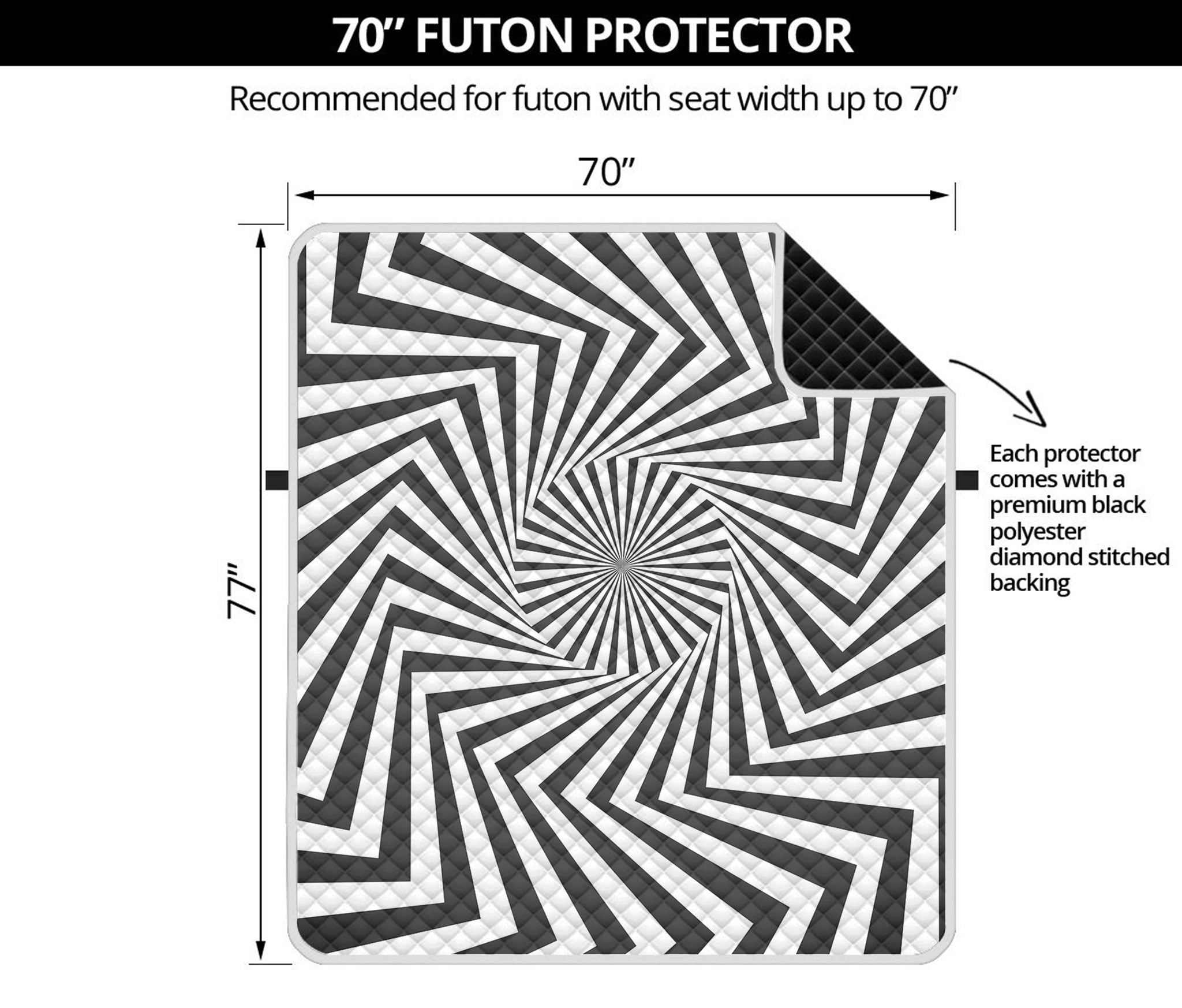 Angular Swirl Motion Illusion Print Futon Protector