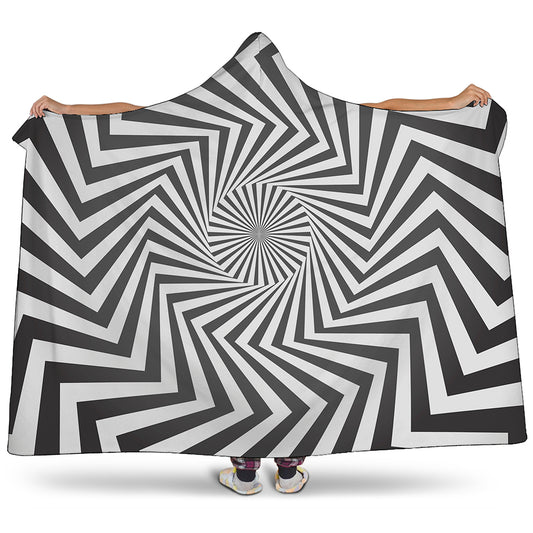 Angular Swirl Motion Illusion Print Hooded Blanket