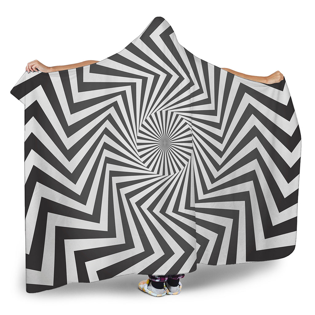 Angular Swirl Motion Illusion Print Hooded Blanket