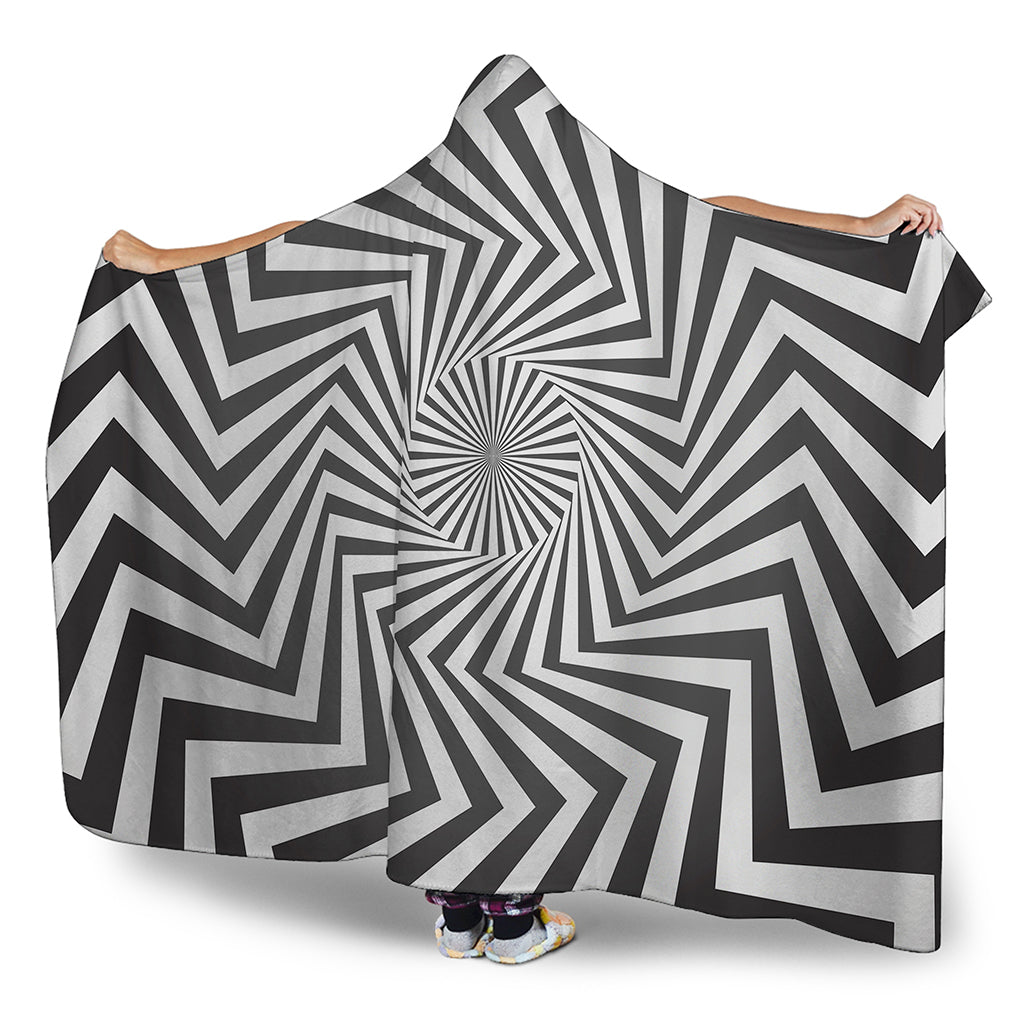 Angular Swirl Motion Illusion Print Hooded Blanket