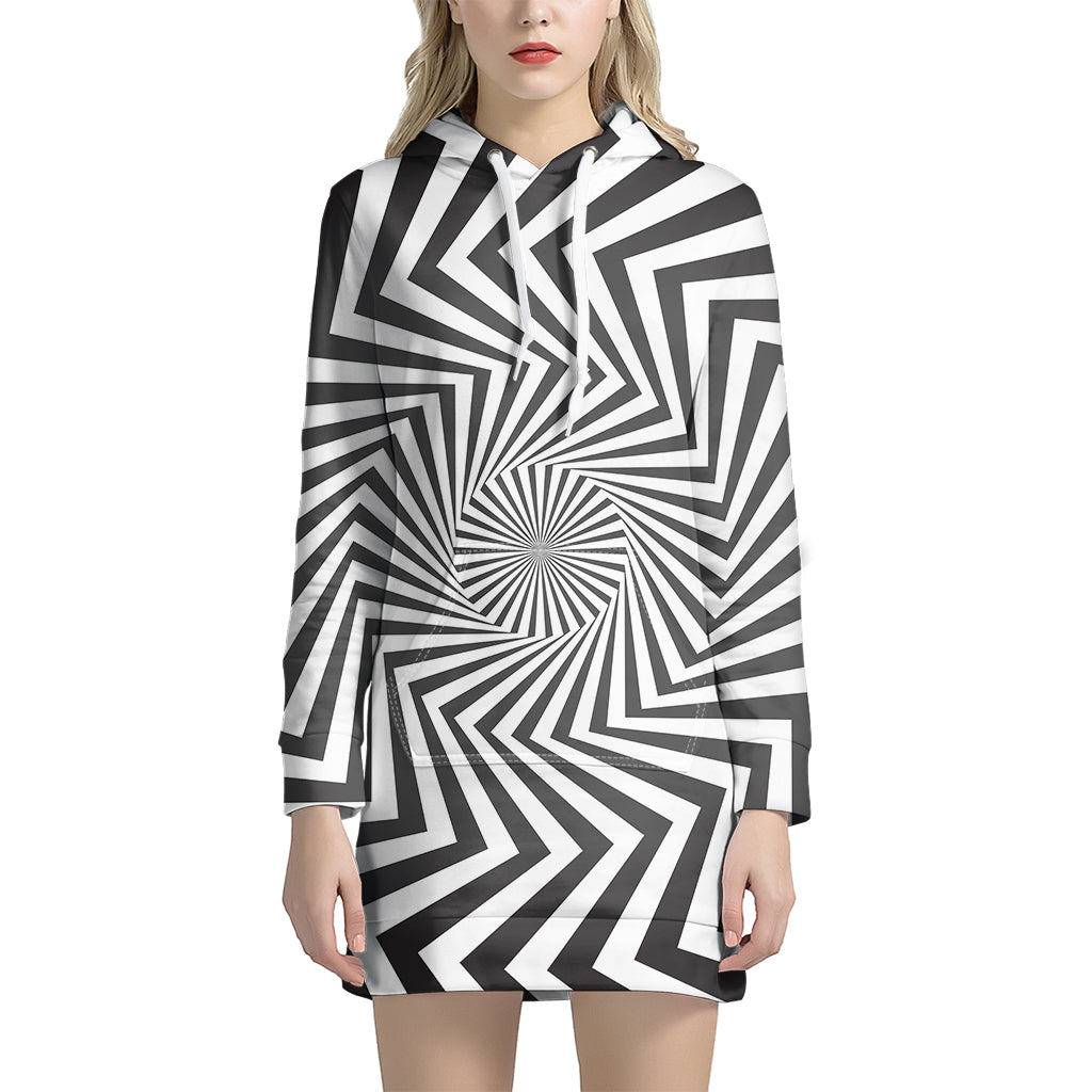 Angular Swirl Motion Illusion Print Hoodie Dress