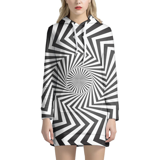 Angular Swirl Motion Illusion Print Hoodie Dress