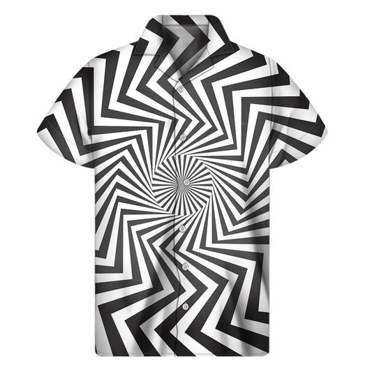 Angular Swirl Motion Illusion Print Men's Short Sleeve Shirt
