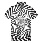 Angular Swirl Motion Illusion Print Men's Short Sleeve Shirt