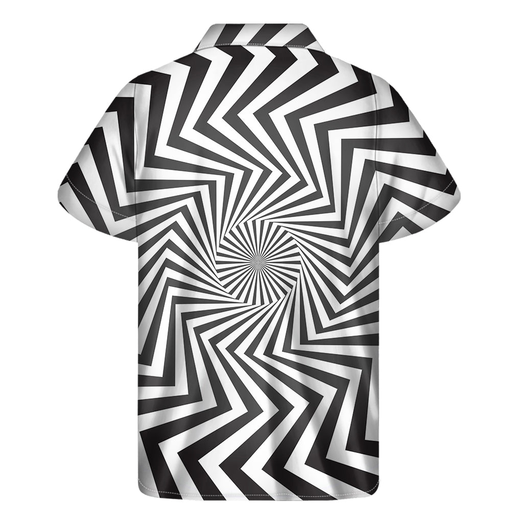 Angular Swirl Motion Illusion Print Men's Short Sleeve Shirt