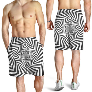 Angular Swirl Motion Illusion Print Men's Shorts