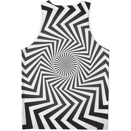 Angular Swirl Motion Illusion Print Men's Tank Top