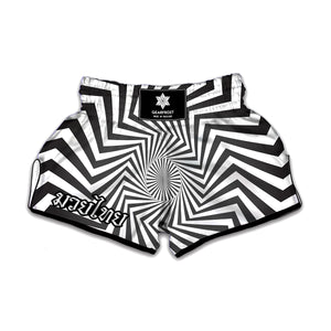 Angular Swirl Motion Illusion Print Muay Thai Boxing Shorts