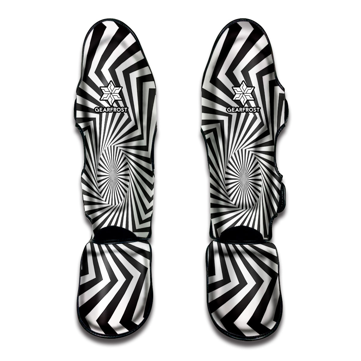 Angular Swirl Motion Illusion Print Muay Thai Shin Guard