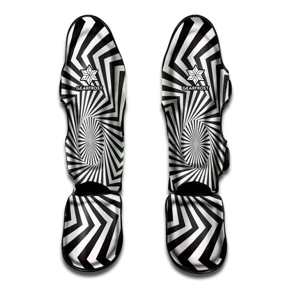 Angular Swirl Motion Illusion Print Muay Thai Shin Guard