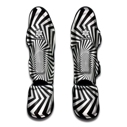 Angular Swirl Motion Illusion Print Muay Thai Shin Guard