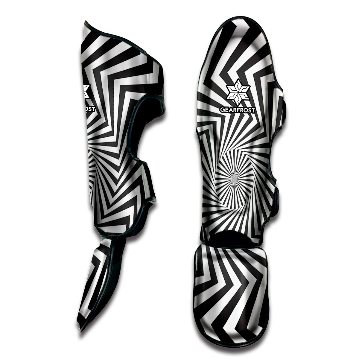 Angular Swirl Motion Illusion Print Muay Thai Shin Guard