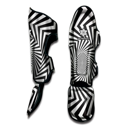 Angular Swirl Motion Illusion Print Muay Thai Shin Guard