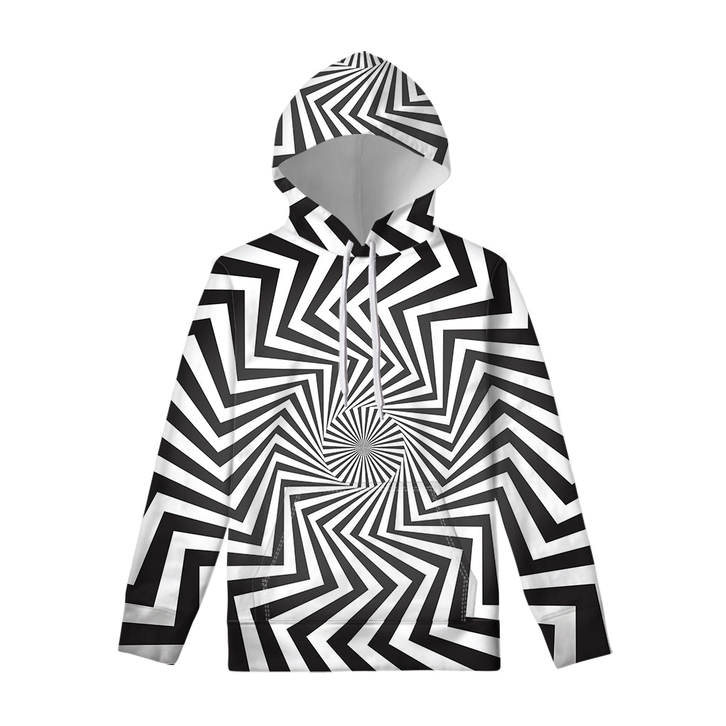 Angular Swirl Motion Illusion Print Pullover Hoodie