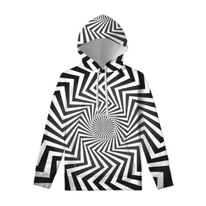 Angular Swirl Motion Illusion Print Pullover Hoodie