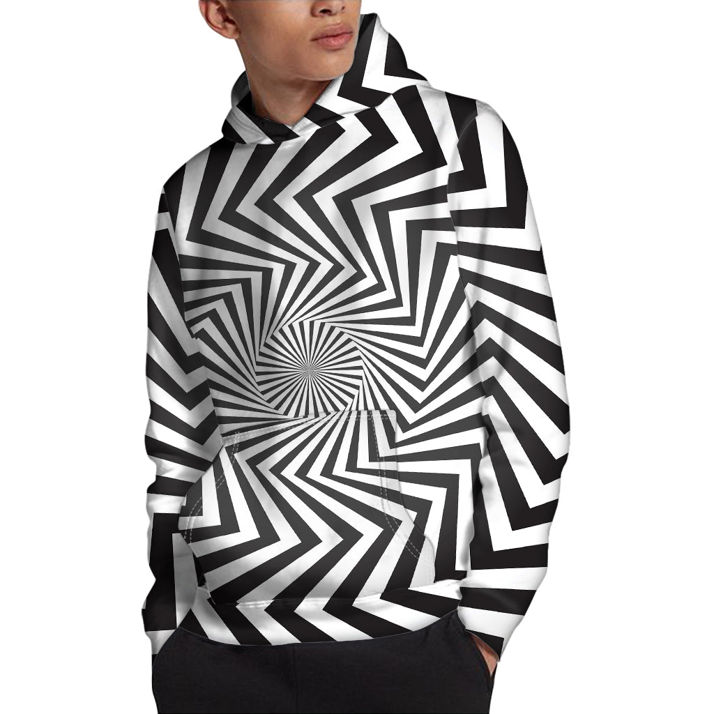 Angular Swirl Motion Illusion Print Pullover Hoodie