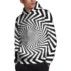 Angular Swirl Motion Illusion Print Pullover Hoodie